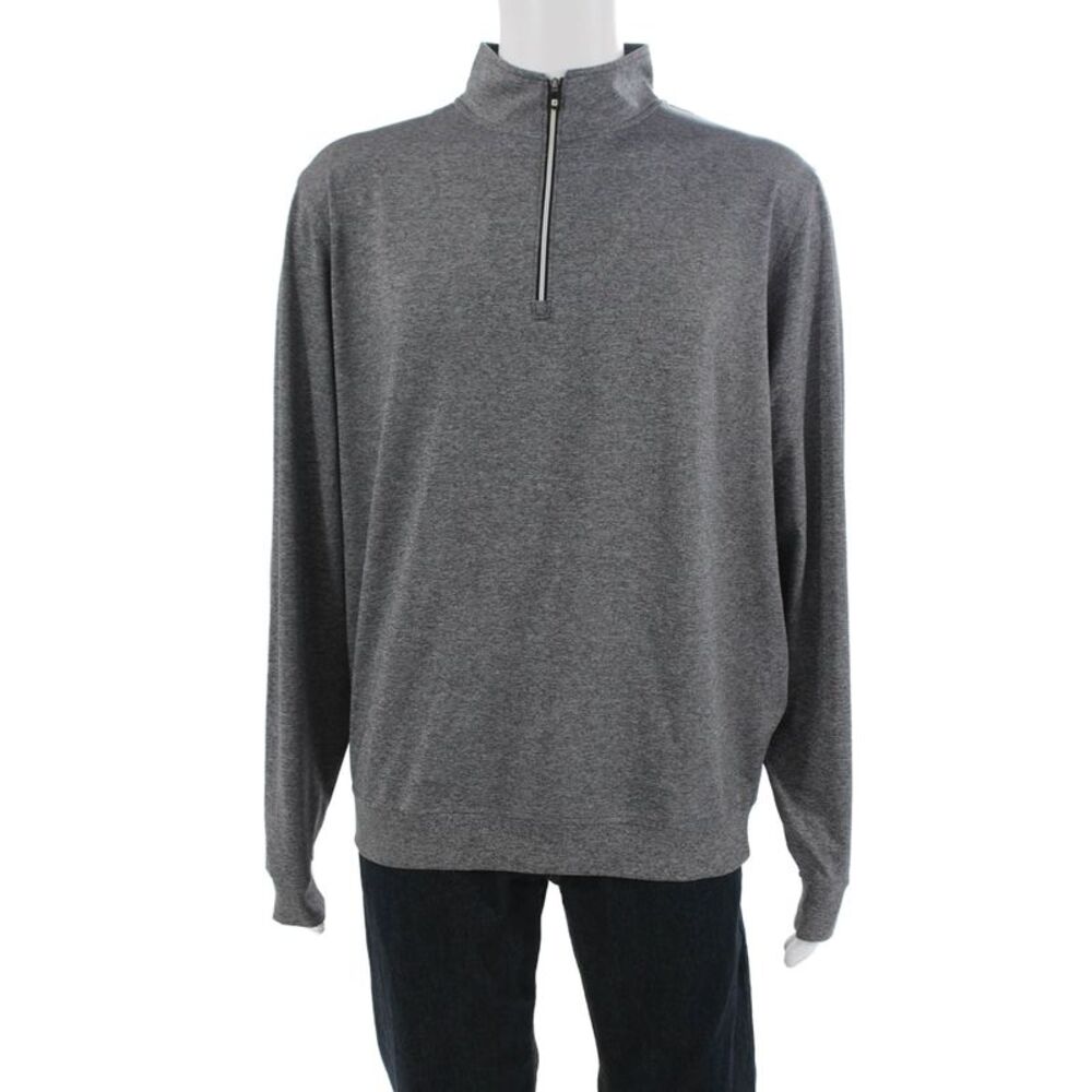 FJ Mens Stand-Up Jacket Gray Zip Nylon Spandex Sports Long Sleeve Size L